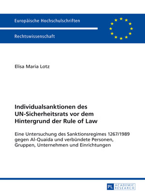 cover image of Individualsanktionen des UN-Sicherheitsrats vor dem Hintergrund der Rule of Law